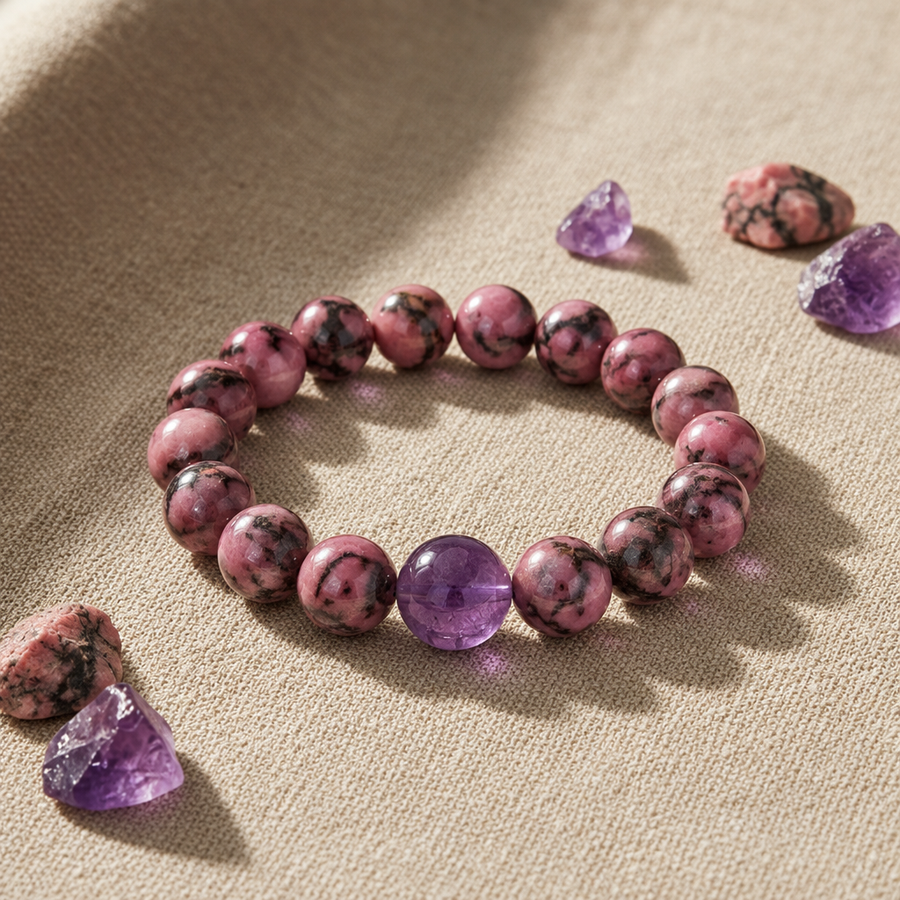 Rhodonite + Amethyst