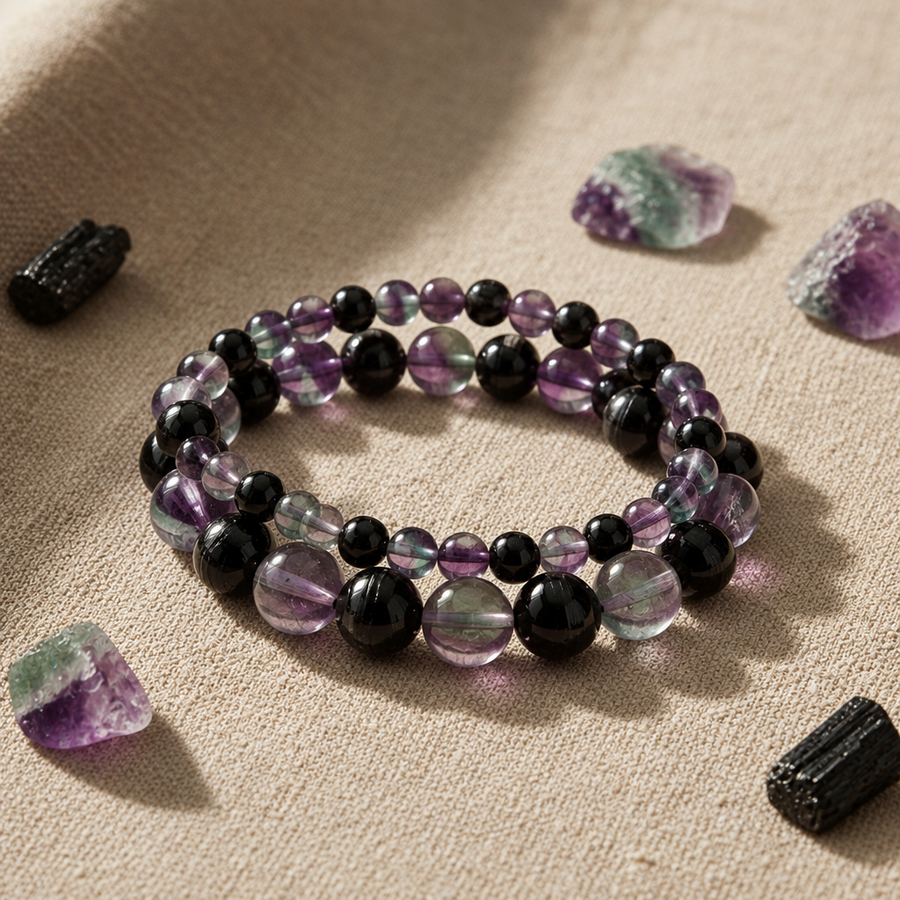 Fluorite + Black Tourmaline