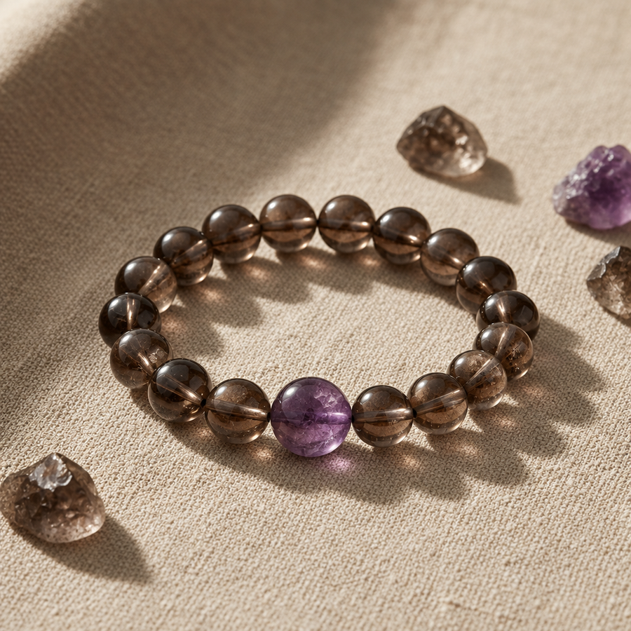 Smoky Quartz + Amethyst