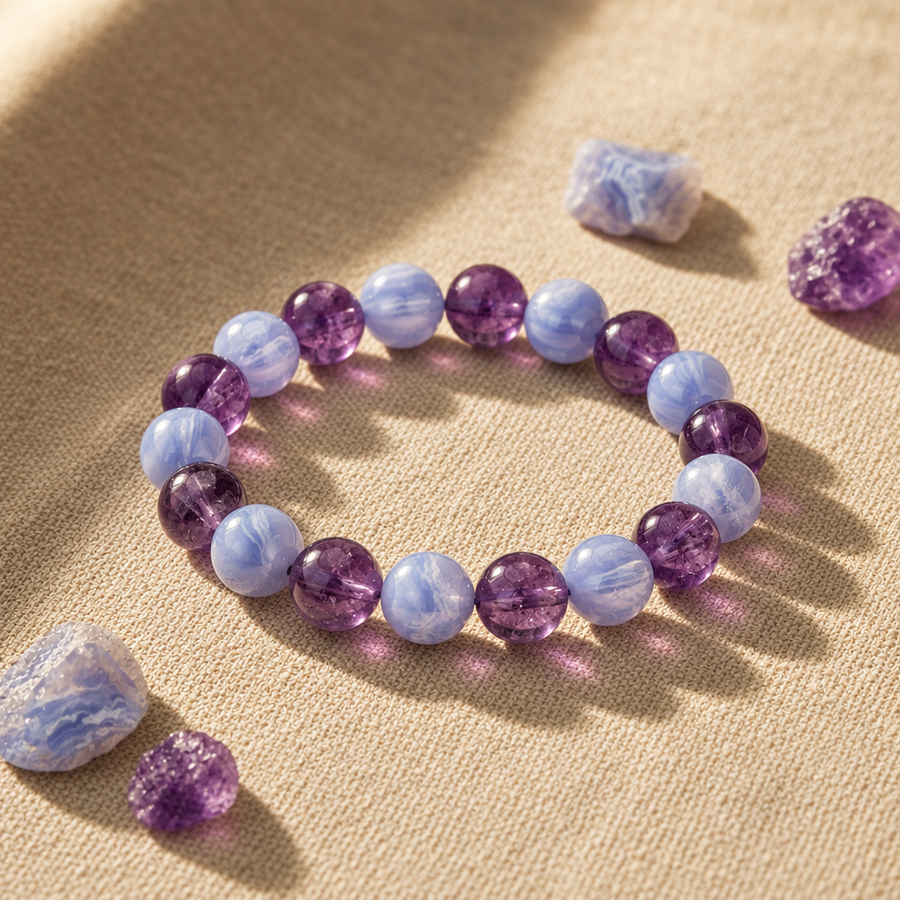 Blue Lace Agate + Amethyst