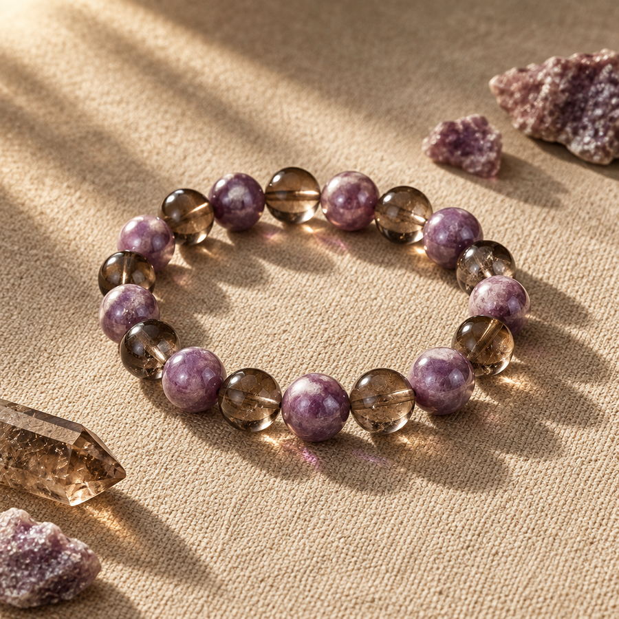 Lepidolite + Smoky Quartz